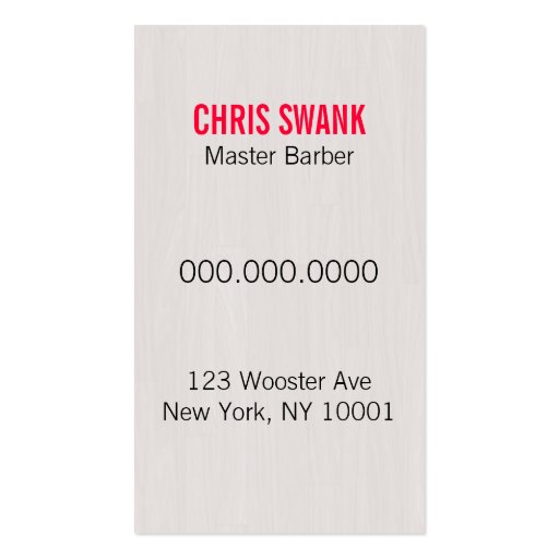 Shears Barber/Cosmetologist Business Card (Red) (back side)