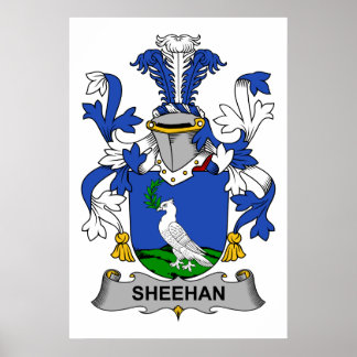 family crest sheehan kelly poster arms coat gifts zazzle card