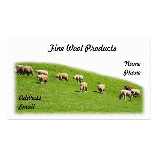 Sheep are Grazing on a Lush Pasture Business Card Template (front side)