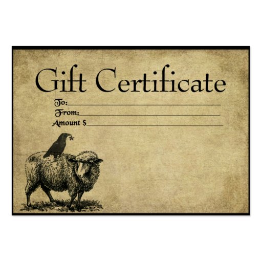 Sheep- Crow Stack- Prim GIft Certificate Cards Business Card