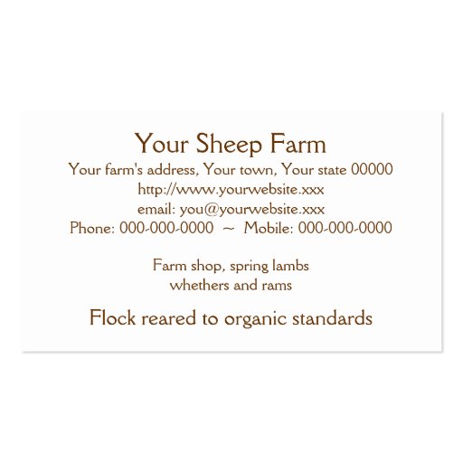 Sheep farm business card (back side)