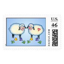 SHEEP, FLOWERS & HEART by SHARON SHARPE postage by sharonsharpe SHEEP, FLOWERS & HEART by SHARON SHARPE postage