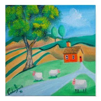 sheep folk art print