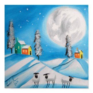 SHEEP FULL MOON FOLK ART print