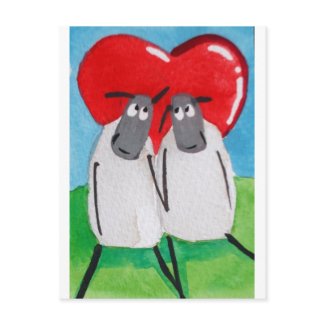 SHEEP HEART LOVE postcard