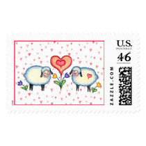 SHEEP & HEARTS by SHARON SHARPE Postage Stamps