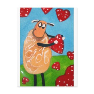 SHEEP HEARTS LOVE postcard