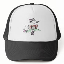 sheep jumping fence mesh hats