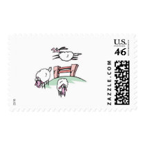 sheep jumping fence postage stamps