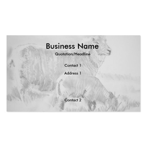 Sheep Lamb Pencil Drawing Business Cards (front side)