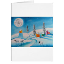 SHEEP MOON NAIVE FOLK PAINTING GREETING CARD