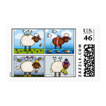 sheep of all seasons postage stamp