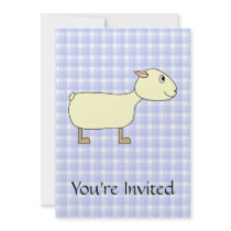 Sheep on Blue Check. Custom Announcements