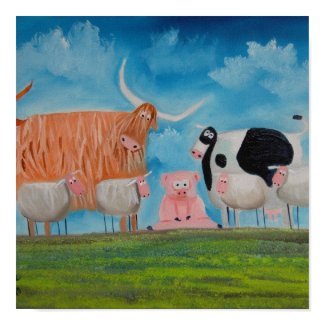sheep pig highland cow print