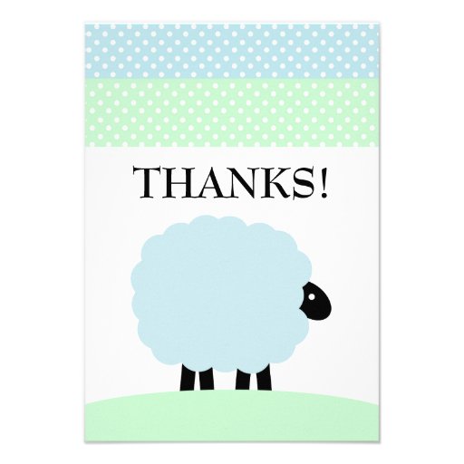 Sheep Thank you note cards blue green customize