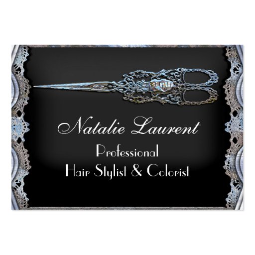 Sheer Chic Vintage Scissor Stylist Business Card Template (front side)