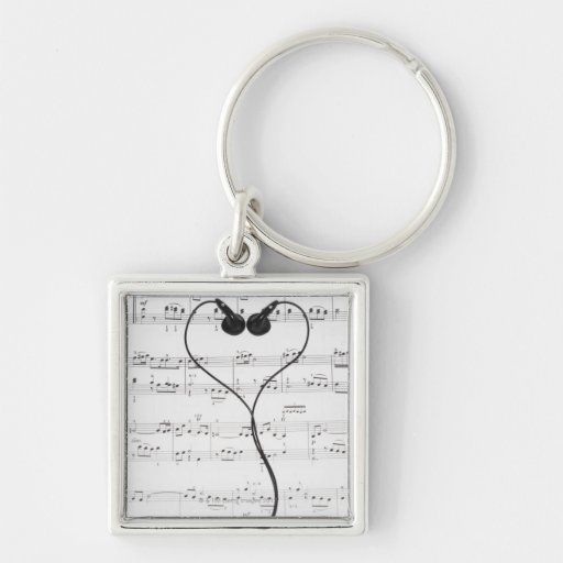 Sheet Music and Headphones Key Chain