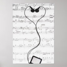 Sheet Music and Headphones Posters