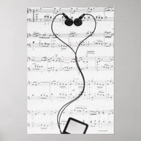 Sheet Music and Headphones Posters