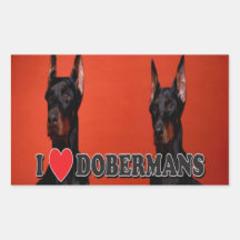 Sheet of 4 -  I Love Doberman Stickers