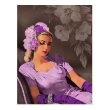 Sheila - 1940s Evening Wear in Lilac and Taupe Post Card