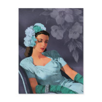 Sheila - 1940s Evening Wear in Turquoise and Blue Post Card