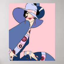 Shelby, 1920s Lady in Pink and Blue Print