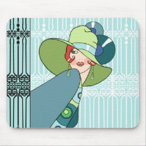Shelby, 1930s Lady in Aqua and Teal Mouse Pad