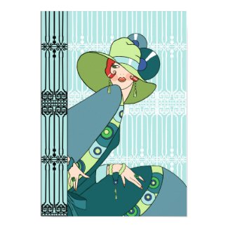 Shelby, 1930s Lady in Aqua and Teal print