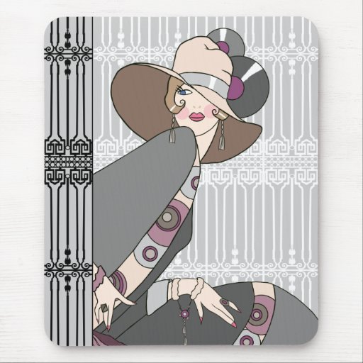 Shelby, 1930s Lady in Gray and Rose Mousepads