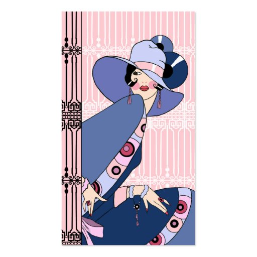 Shelby, 1930s Lady in Pink and Blue Business Cards