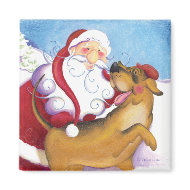 Shelby and Santa / Magnet magnet
