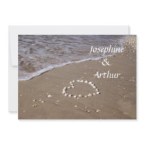 Shell Heart on the Sand -horizontal Custom Invite