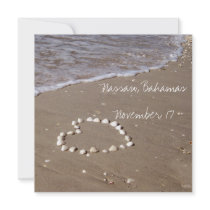 Shell Heart on the Sandy Beach Personalized Announcements