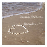 Shell Heart on the Sandy Beach Personalized Announcements