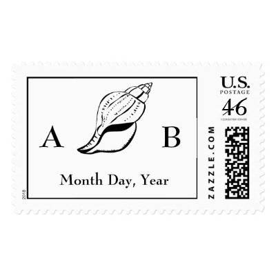Shell Monogram (Customizable) Wedding Postage Stam