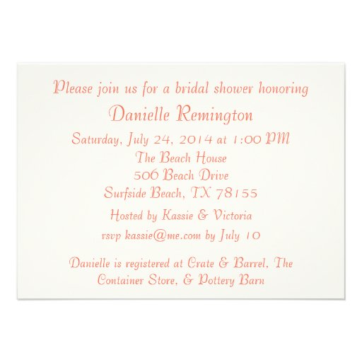 Shells and Starfish Bridal Shower Invitation