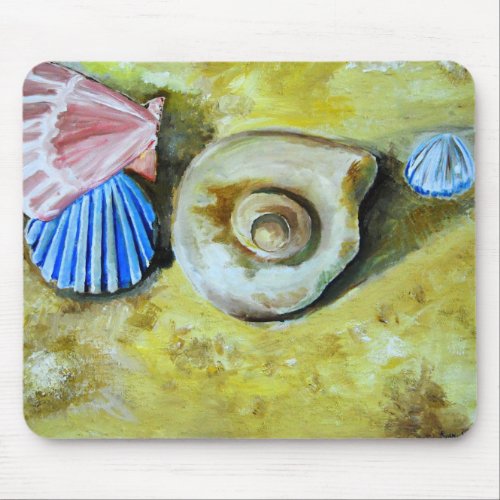 Shells on the sand mousepad mousepad