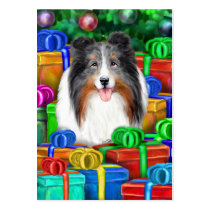 Sheltie Christmas Blue Merle Flat Cards business cards