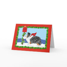 Sheltie Christmas Mail Tri Color card