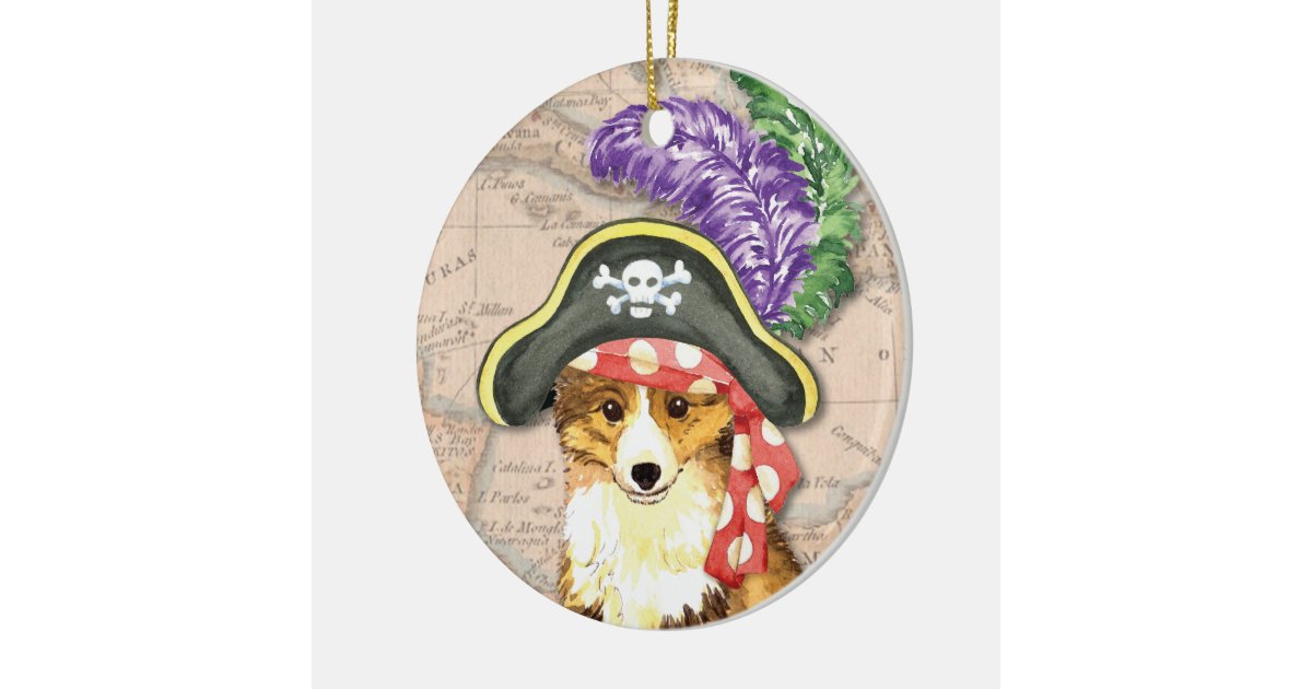sheltie pirate ceramic ornament zazzle sheltie pirate ceramic ornament zazzle