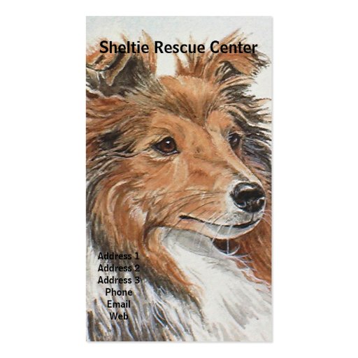 Sheltie Shetland Sheepdog Themed Business Cards (front side)