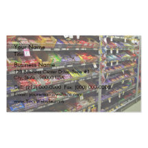 Shelves of chocolate bars in store business card templates