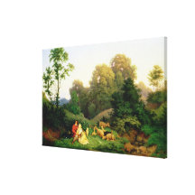 Shepherd and Shepherdess in a German landscape Gallery Wrapped Canvas