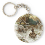 Shepherd Herding Sheep Vintage Christmas Keychain