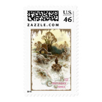 Shepherd Herding Sheep Vintage Christmas Stamps