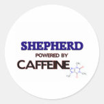 Shepherd powered by caffeine round sticker