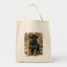 Shepherd Puppy  Grocery Tote Bag