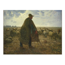Shepherd Tending His Flock by Jean-François Millet Postcard