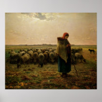 Shepherdess with her Flock, 1863 Posters